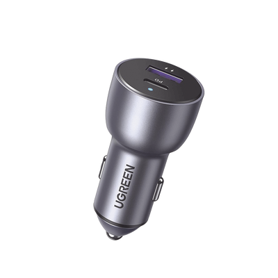 Cargador de Auto 52.5W | Puerto USB-A y USB-C | Carga Rápida | Compatible con Vehículos de 12 y 24 VCD | PD3.0 + QC3.0 | Chip Inteligente | Diseño Compacto Mayor Eficiencia Energética | Caja de Aluminio.