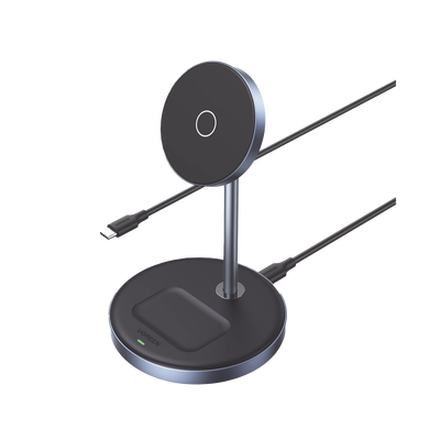 Estación de Carga Inalámbrica | 3 en 1 | Compatible con MagSafe | Perfecto para iPhone y AirPods | Carga Rápida Adaptativa /Simultanea | Múltiples Protecciones | Luz Indicadora LED | Aleación de Aluminio | Incluye Cable