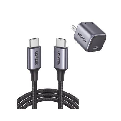 Kit de Cargador de 20w y Cable USB-C / Incluye 1 Pza 90902 / 1 Pza 50150 / Tecnología Inteligente / Carga Rápida / Cable de 1 Metro / Carcasa de Aluminio / Nylon Trenzado
