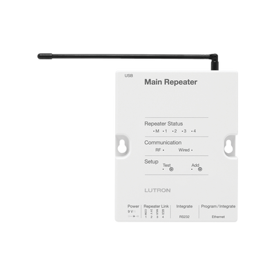 Controlador HUB principal para RadioRa2 LUTRON, soporta 100 dispositivos, 4 repetidores, programacion vía software PC. Alcance total del sistema 2 HUB 8 rep