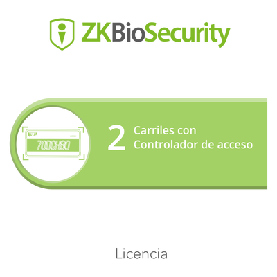 Licencia para ZKBiosecurity para modulo de estacionamiento de 2 carriles utilizando controlador de acceso