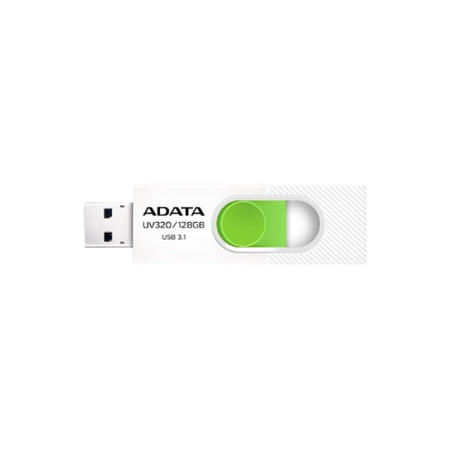 MEMORIA ADATA 128GB USB 3.2 UV320 RETRACTIL BLANCO-VERDE (AUV320-128G-RWHGN)