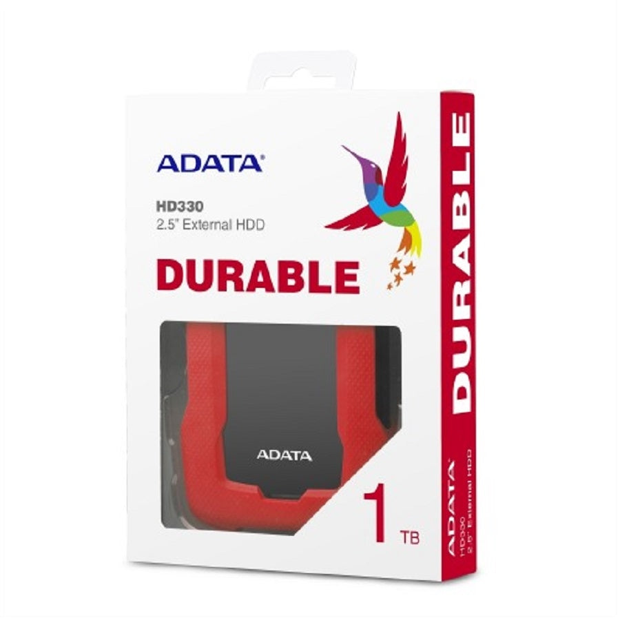 DISCO DURO EXTERNO ADATA HD330 1TB PORTATIL 2.5 USB 3.2 WINDOWS MAC LINUX CONTRAGOLPES SLIM COLOR ROJO (AHD330-1TU31-CRD)