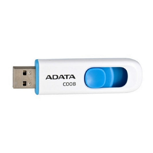 MEMORIA ADATA 32GB USB 2.0 C008 RETRACTIL BLANCO-AZUL (AC008-32G-RWE)