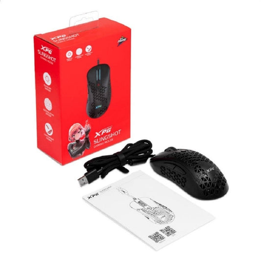 MOUSE XPG SLINGSHOT SWITCH OPTICO PIXART PMW 3360 400-12000 PPP 250 IPS 6 BOTONES USB TIPO A LED 4 MODOS DE ILUMINACION GAMER COLOR NEGRO (SLINGSHOT-BKCWW)