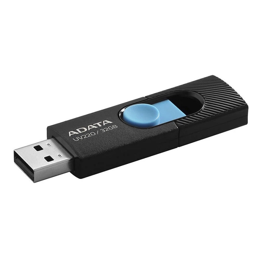 MEMORIA ADATA 32GB USB 2.0 UV220 RETRACTIL NEGRO-AZUL (AUV220-32G-RBKBL)