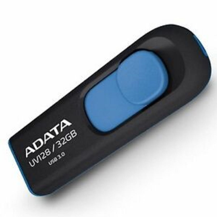MEMORIA ADATA 32GB USB 3.2 UV128 RETRACTIL NEGRO-AZUL (AUV128-32G-RBE)