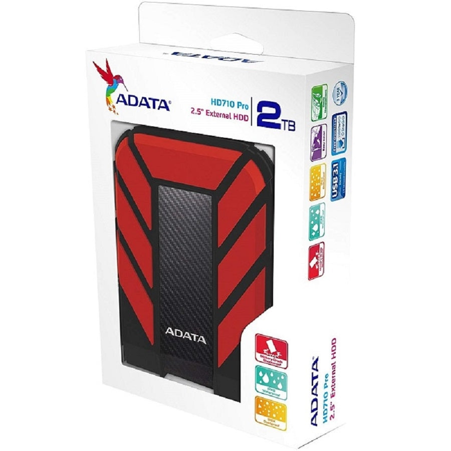 DISCO DURO EXTERNO ADATA HD710P 2TB PORTATIL 2.5 USB 3.2 WINDOWS MAC LINUX CONTRAGOLPES COLOR ROJO ( AHD710P-2TU31-CRD)