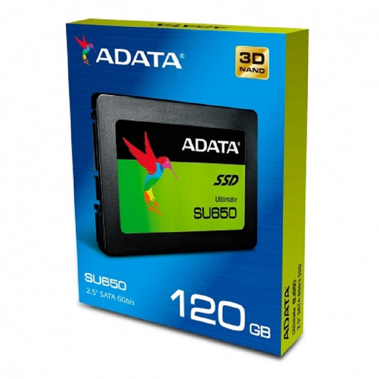 UNIDAD DE ESTADO SOLIDO SSD INTERNO ADATA SU650 120GB 2.5 SATA3 LECT. 520 ESCRIT. 450 MBS 7MM PC LAPTOP MINIPC SIN BRACKET 3DNAND (ASU650SS-120GT-R)
