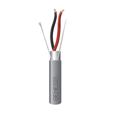 Carrete de 305 Metros de Cable / 2 x 16 AWG / Riser / Blindado / Tipo CMR-CL3R-FPLR-FT4 / Color Gris / Aplicaciones de alarmas de intrusión/Control de Acceso/ Automatización / Interfonos y Tv Porteros.