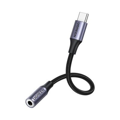 Adaptador USB Tipo C a Jack 3.5mm | Cable de 10 cm | Soporta CTIA/OMTI | HiFi | Plug & Play | Funda Anti Torceduras | Carcasa de Aluminio | Nylon Trenzado | Llama, Escucha Música y Controla.