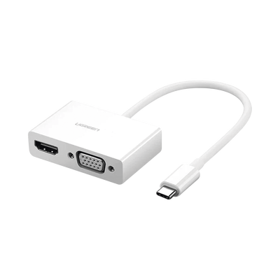 Adaptador USB C a HDMI VGA | Compatible con Thunderbolt 3 | USB 3.1 Tipo C | HDMI 4K*2K @30Hz | VGA 1920*1080@60hz | Salidas Simultaneas en Modo Espejo | Caja de ABS | No requiere Controlador | Chip IC inteligente incorporado.