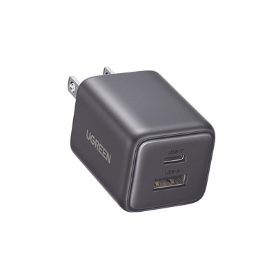 Cargador rápido GaN 1A1C de 20 W y 2 puertos