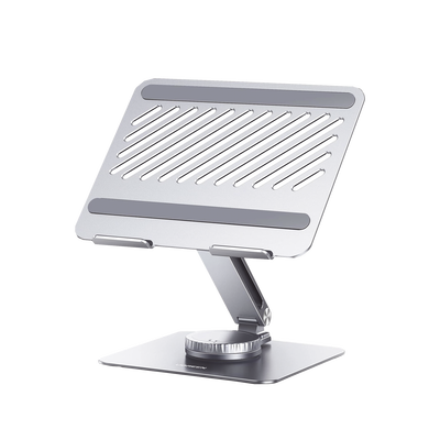 Soporte Giratorio de Aluminio para Laptop | Giratorio 360° | Función de Bloqueo | Soporta Laptops de 10 a 17.3''| Capacidad de Carga 5Kg | Excelente Estabilidad | Diseño Ergonómico | Altura y Angulo Ajustable | Plegable y Port&amp