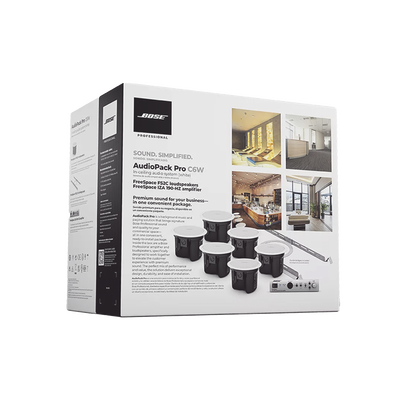 Kit de Audio Freespace | 6 Altavoces de Plafón + Amplificador | Color Blanco | Ideal para Audio Ambiental