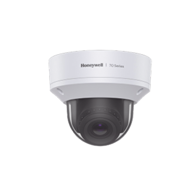 Domo IP 8 MP / Lente Mot. 3.6  a 11 mm / H.265 / NDAA / ONVIF / IK10 / WDR 130 dB / IA Avanzado Detección Sabotaje / Movimiento / Rostros / Intrusión / Merodeo / Objeto Abandonado / Alarma y Audio I/O / PoE / Serie 70 / Honeywell Security