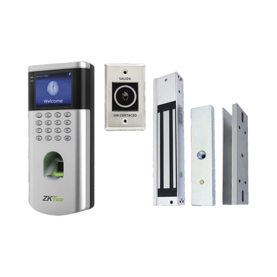 KIT de Control de Acceso LF10/ PUSH / Compatible con ZKBioCVAccess / 1,500 Usuarios / Chapa magnética / Botón de Salida / Tarjeta de proximidad