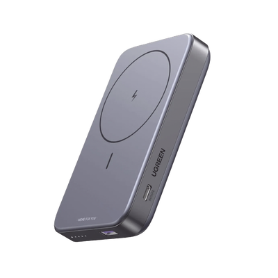 Power Bank MagSafe de 10000mAh NEXODE | 20W | 1 USB-C | 1 USB-A | Carga Rápida bidireccional | Soporta modo Standby | Soporte Plegable |  Ultra Delgado | Ultra ligero | Compatible con iPhone 15/14/13/12 | Color Gris.
