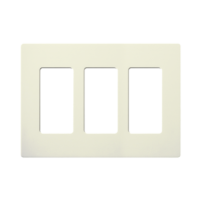 Placa de pared 3 espacios, color blanco, para atenuador (dimmer), switch ó control remoto PICO inalámbrico.