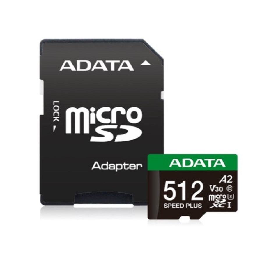MEMORIA ADATA MICROSDXC SPEED PLUS 512GB CL10 CON ADAPTADOR (UD512GUI3V30A2SP-RA1)