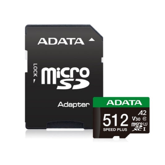 MEMORIA ADATA MICROSDXC SPEED PLUS 512GB CL10 CON ADAPTADOR (UD512GUI3V30A2SP-RA1)