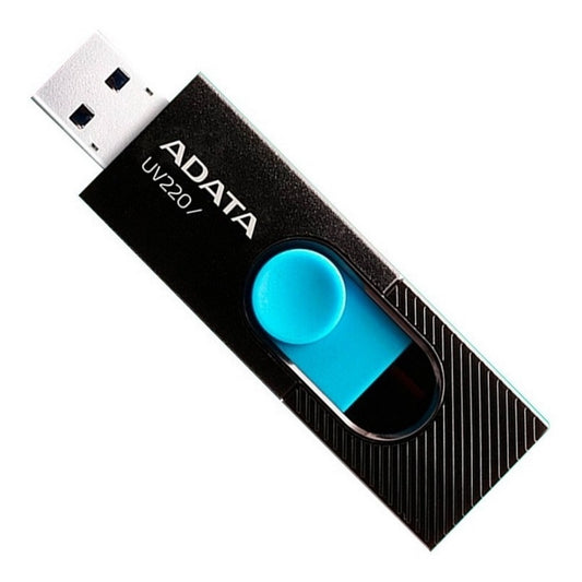 MEMORIA ADATA 32GB USB 2.0 UV220 RETRACTIL NEGRO-AZUL (AUV220-32G-RBKBL)