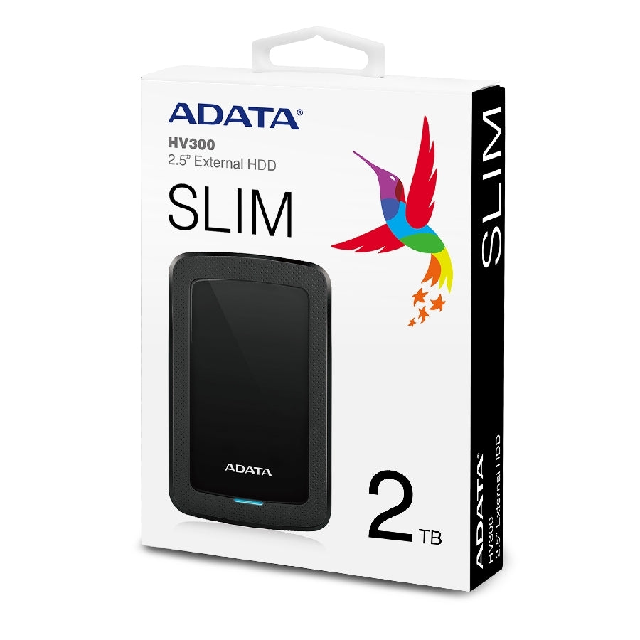 DISCO DURO EXTERNO ADATA HV300 2TB PORTATIL 2.5 USB 3.2 WINDOWS MAC LINUX DASHDRIVE SLIM COLOR NEGRO (AHV300-2TU31-CBK)