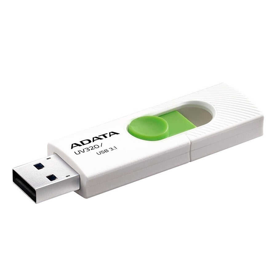 MEMORIA ADATA 128GB USB 3.2 UV320 RETRACTIL BLANCO-VERDE (AUV320-128G-RWHGN)