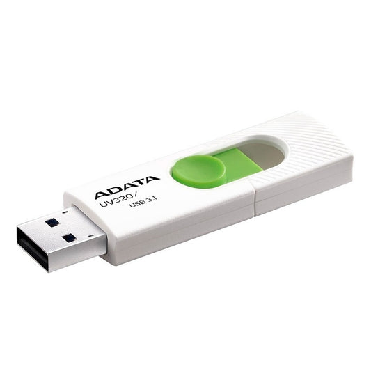 MEMORIA ADATA 128GB USB 3.2 UV320 RETRACTIL BLANCO-VERDE (AUV320-128G-RWHGN)
