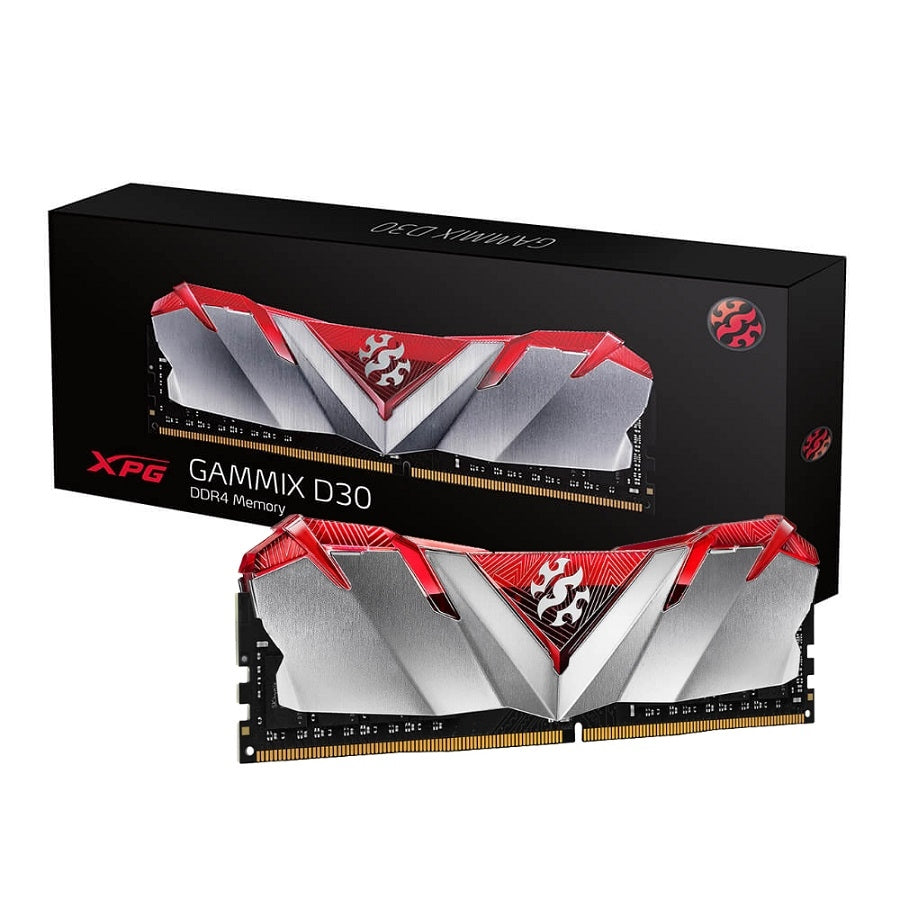 MEMORIA XPG GAMMIX D30 UDIMM DDR4 16GB PC4-25600 3200MHZ CL16 1.35V CON DISIPADOR PC/GAMER COLOR ROJO (AX4U320016G16A-SR30)