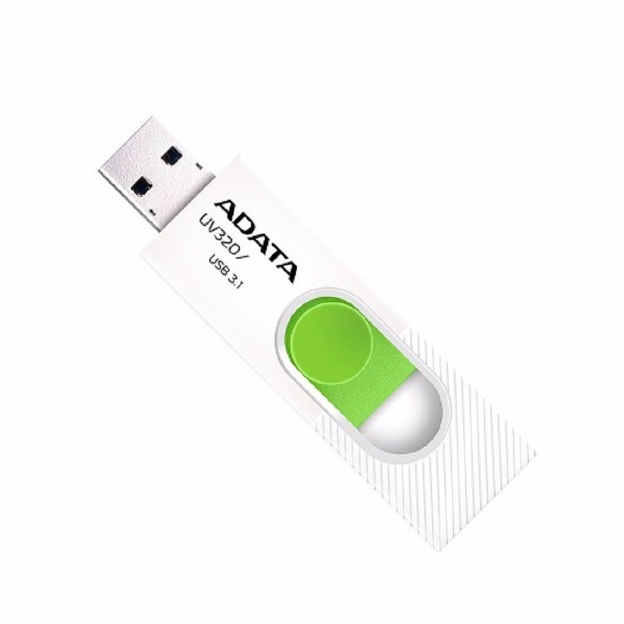 MEMORIA ADATA 64GB USB 3.2 UV320 RETRACTIL BLANCO-VERDE (AUV320-64G-RWHGN)