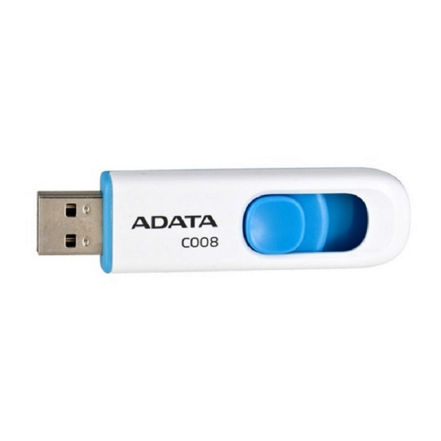 MEMORIA ADATA 32GB USB 2.0 C008 RETRACTIL BLANCO-AZUL (AC008-32G-RWE)