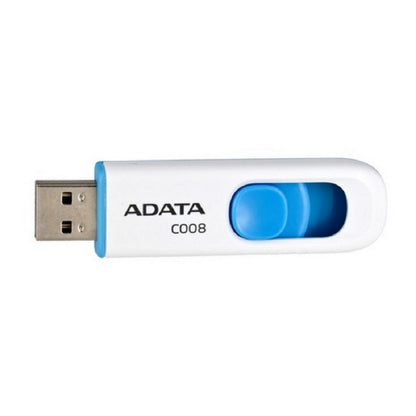 MEMORIA ADATA 32GB USB 2.0 C008 RETRACTIL BLANCO-AZUL (AC008-32G-RWE)