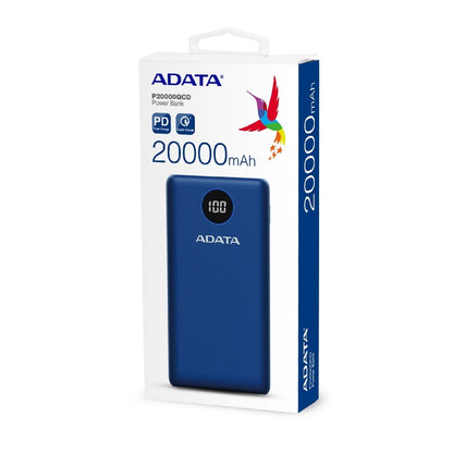 BATERIA DE RESPALDO ADATA POWER BANK P20000QCD 20000MAH/2 USB A/ 1 USB C/INDICADOR DE CARGA DIGITAL COLOR AZUL (AP20000QCD-DGT-CDB)