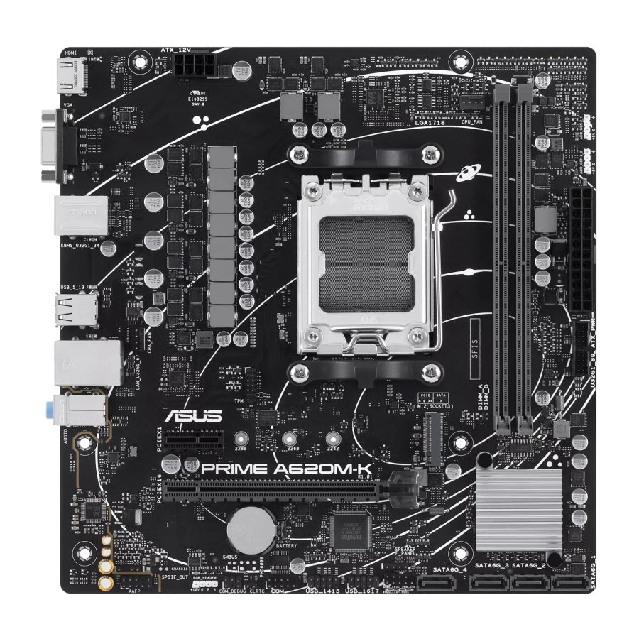 MB ASUS A620 AMD S-AM5 9A GEN /2X DDR5 5200 /HDMI /VGA /M.2 /4X USB 3.2 /MICRO ATX /GAMA BASICA