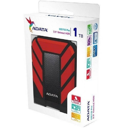 DISCO DURO EXTERNO ADATA HD710P 1TB PORTATIL 2.5 USB 3.2 WINDOWS MAC LINUX CONTRAGOLPES COLOR ROJO (AHD710P-1TU31-CRD)