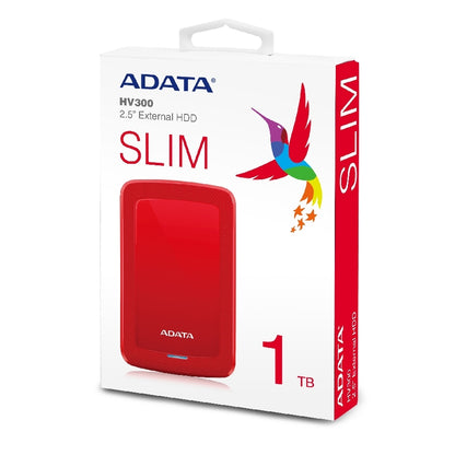 DISCO DURO EXTERNO ADATA HV300 1TB PORTATIL 2.5 USB 3.2 WINDOWS MAC LINUX DASHDRIVE SLIM COLOR ROJO (AHV300-1TU31-CRD)