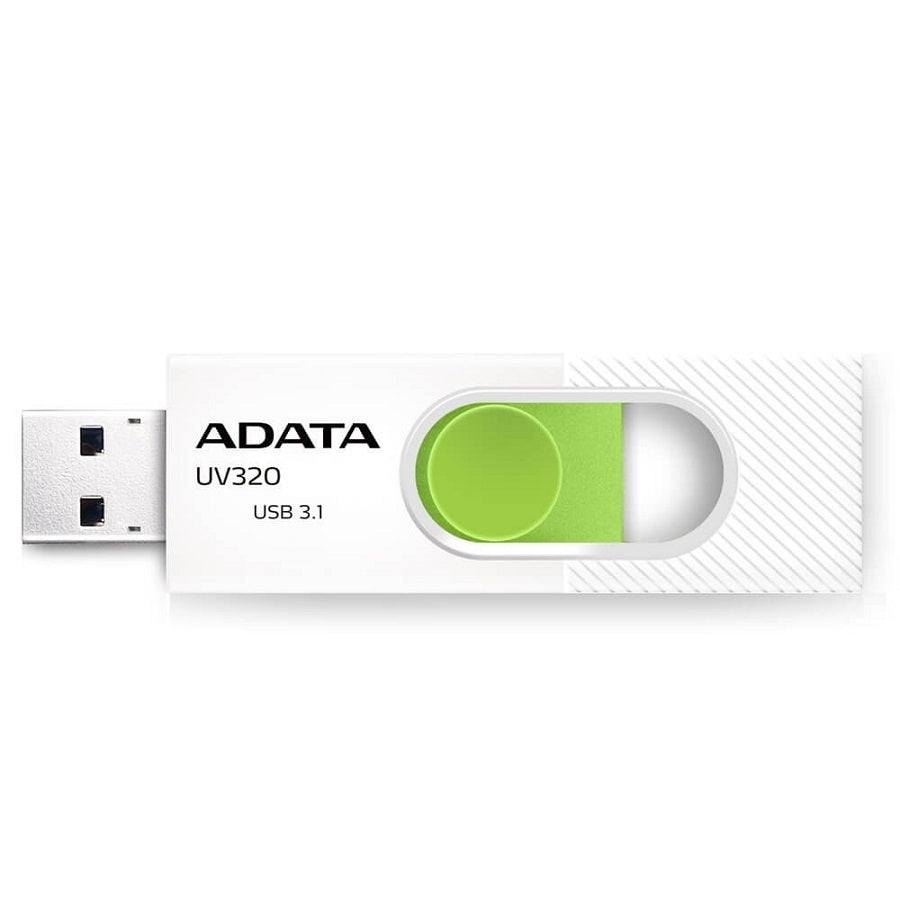 MEMORIA ADATA 64GB USB 3.2 UV320 RETRACTIL BLANCO-VERDE (AUV320-64G-RWHGN)