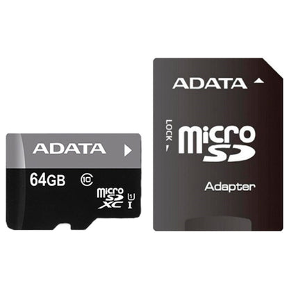 MEMORIA ADATA MICRO SDHC 64GB UHS-I CLASE 10 C/ADAPTADOR (AUSDX64GUICL10-RA1)