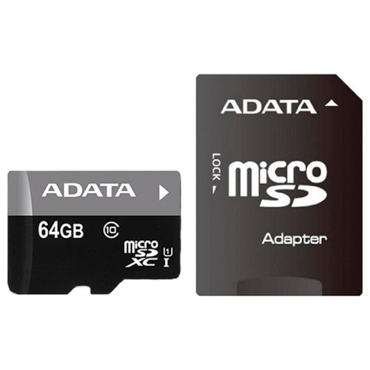 MEMORIA ADATA MICRO SDHC 64GB UHS-I CLASE 10 C/ADAPTADOR (AUSDX64GUICL10-RA1)