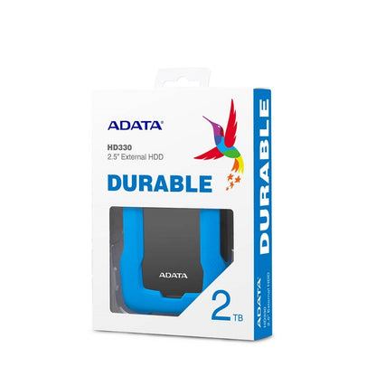 DISCO DURO EXTERNO ADATA HD330 2TB PORTATIL 2.5 USB 3.2 WINDOWS MAC LINUX CONTRAGOLPES SLIM COLOR AZUL (AHD330-2TU31-CBL)