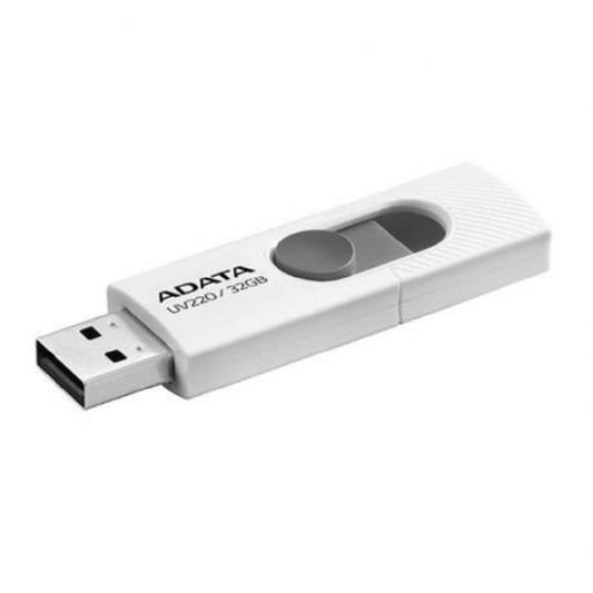 MEMORIA ADATA 32GB USB 2.0 UV220 RETRACTIL BLANCO-GRIS (AUV220-32G-RWHGY)