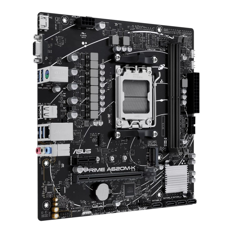 MB ASUS A620 AMD S-AM5 9A GEN /2X DDR5 5200 /HDMI /VGA /M.2 /4X USB 3.2 /MICRO ATX /GAMA BASICA