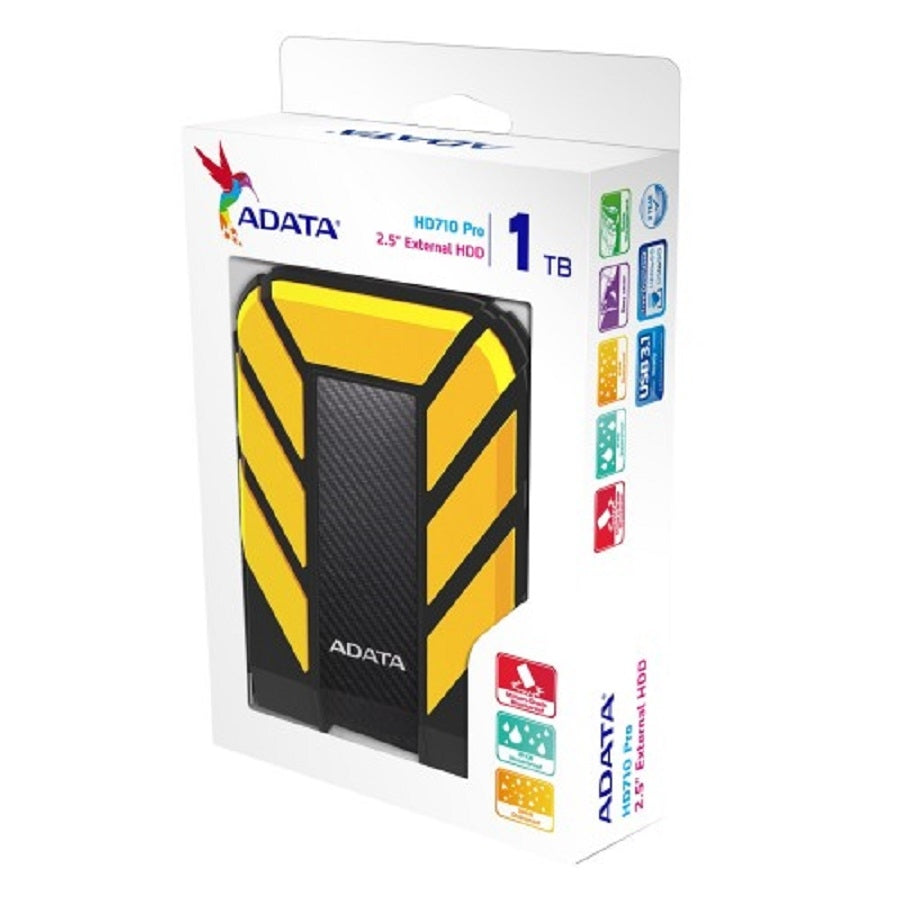 DISCO DURO EXTERNO ADATA HD710P 1TB PORTATIL 2.5 USB 3.2 WINDOWS MAC LINUX CONTRAGOLPES COLOR AMARILLO (AHD710P-1TU31-CYL)