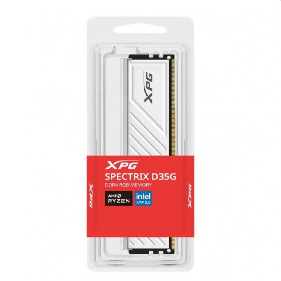 MEMORIA XPG SPECTRIX D35G UDIMM DDR4 16GB PC4-25600 3200MHZ CL16 288PIN 1.35V RGB CON DISIPADOR PC/GAMER COLOR BLANCO (AX4U320016G16A-SWHD35G)