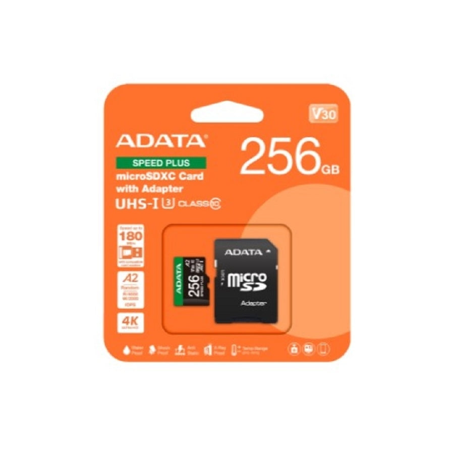 MEMORIA ADATA MICROSDXC SPEED PLUS 256GB CL10 CON ADAPTADOR (UD256GUI3V30A2SP-RA1)