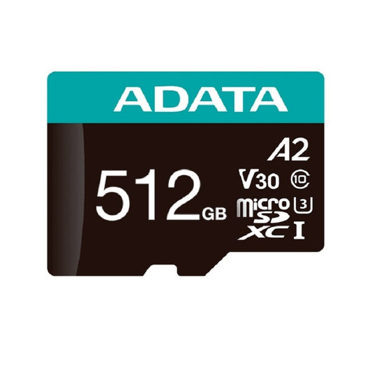 MEMORIA ADATA MICRO SDXC/SDHC 512GB UHS-I 100MB/85MB CLASE 10 V30 A2 C/ADAPTADOR (AUSDX512GUI3V30SA2-RA1)