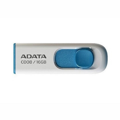 MEMORIA ADATA 16GB USB 2.0 C008 RETRACTIL BLANCO-AZUL (AC008-16G-RWE)