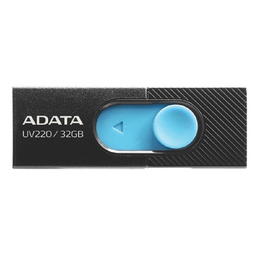 MEMORIA ADATA 32GB USB 2.0 UV220 RETRACTIL NEGRO-AZUL (AUV220-32G-RBKBL)