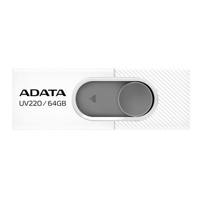 MEMORIA ADATA 64GB USB 2.0 UV220 RETRACTIL BLANCO-GRIS (AUV220-64G-RWHGY)